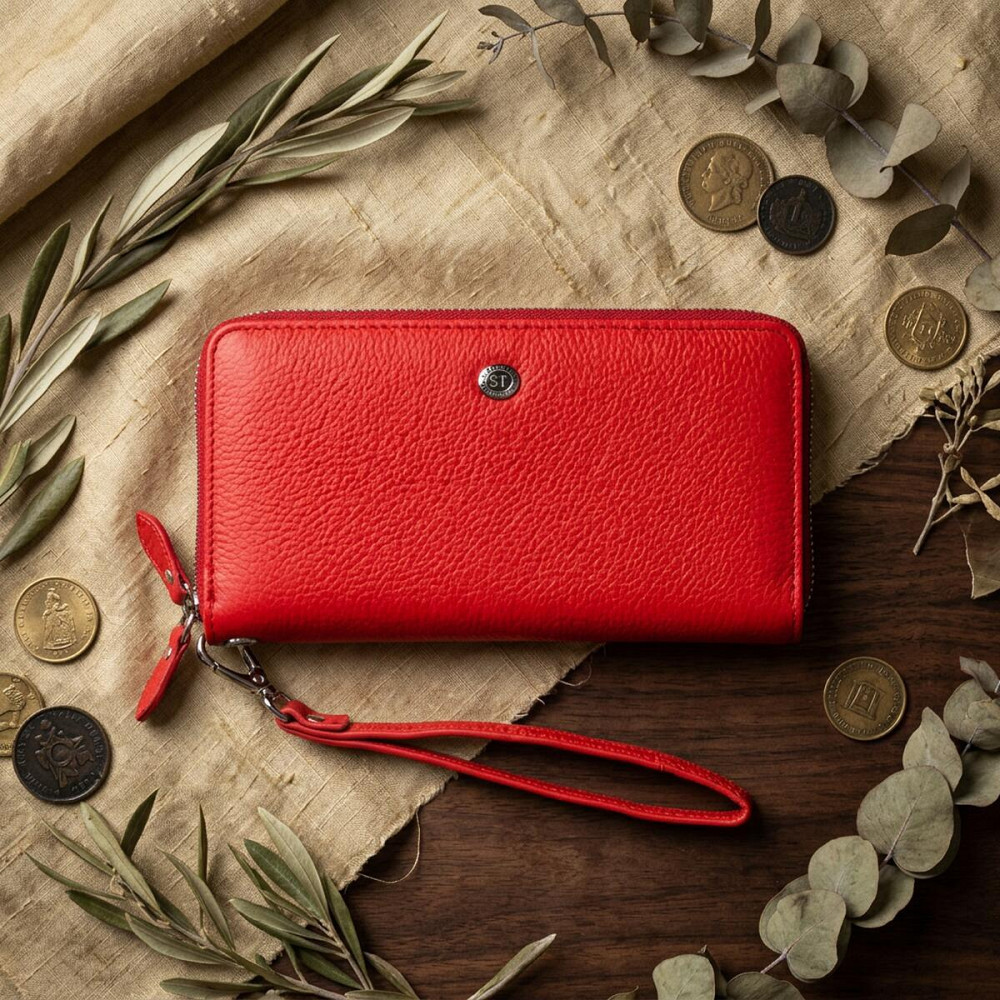 Жіночий шкіряний клатч для карток купюр та документів ST Leather 18931 Червоний Київ - фото 13