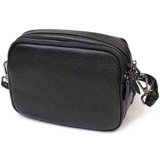 Каркасна сумка жіноча з натуральної шкіри 22083 Vintage Чорна Київ