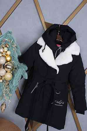 Детская черная зимняя куртка пальто на девочку 116 Николаев