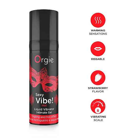 Жидкий вибратор Orgie Sexy Vibe! Hot, 15 мл, согревающий, очень мощный, со вкусом клубники Sex Aura Киев