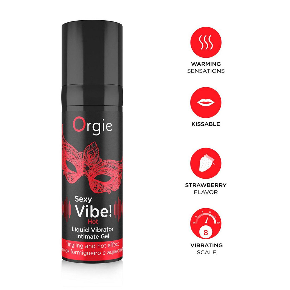 Жидкий вибратор Orgie Sexy Vibe! Hot, 15 мл, согревающий, очень мощный, со вкусом клубники Sex Aura Киев - изображение 3