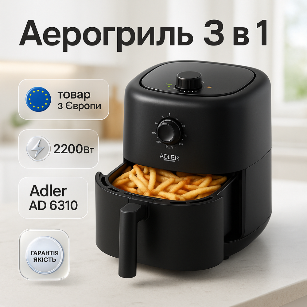 Картофель фри без растительного масла Adler AD 6310 2200Вт 3Л, Аэрогриль с сенсорным управлением VW-85 Львов - изображение 19