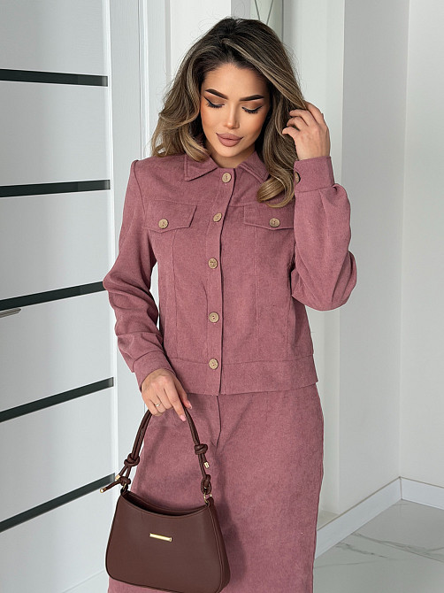 Жіночий костюм з мікровельвету Favorit 46-48, Фрезовий Київ - фото 6