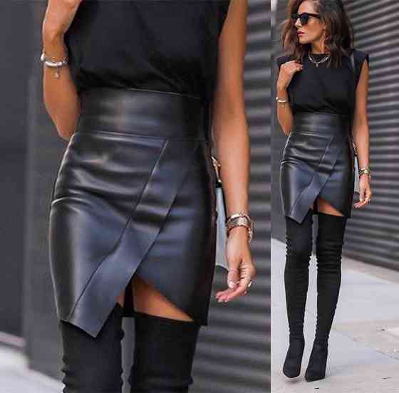 Асиметрична шкіряна спідниця на флісі "Terry" оптом 46 Київ