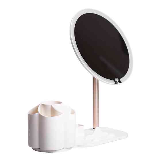 Круглое настольное зеркало для макияжа с подсветкой белое Киев