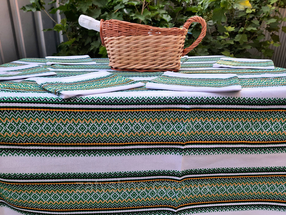 Вишита скатертина на столик у зеленому кольорі Київ - фото 5