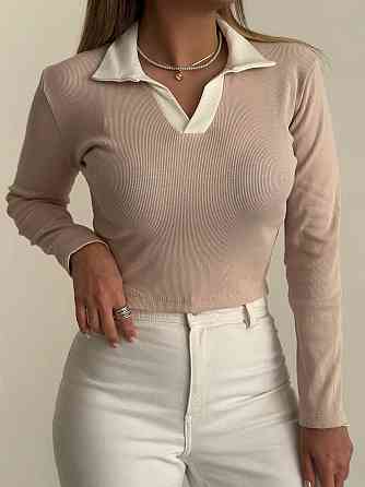 Женский базовый повседневный гольф из качественного рубчика. Бежевый, 44/46 Одесса