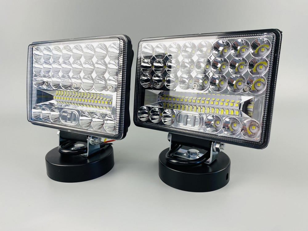 Фара LED прямокутна 144W 6000K (48 діодів) (15см х 11см х 3см) (ближній + дальній) ПОЛЕГШЕНИЙ КОРПУС! Мукачево - фото 10