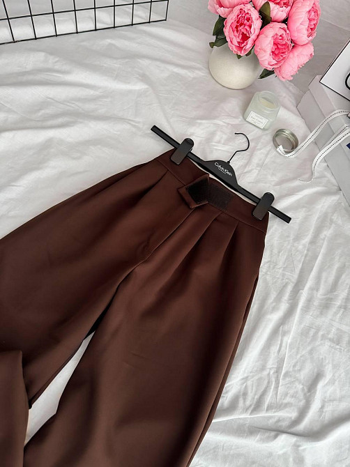 Жіночі базові штани на липучці турецька костюмка Шоколад, 44/46 Одеса - фото 2