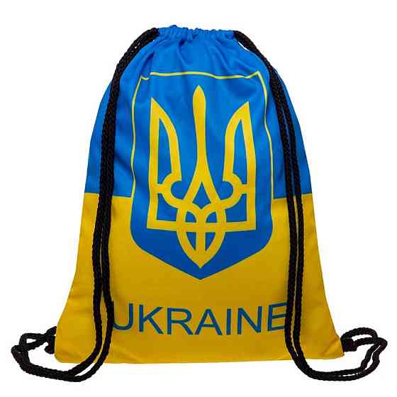 Рюкзак-мешок для обуви на затяжках UKRAINE 37х46 желто-голубой Киев