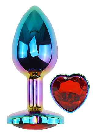 Анальна пробка з кристалом EGZO - Multicolor Heart Plug Red size S Sex Aura Київ