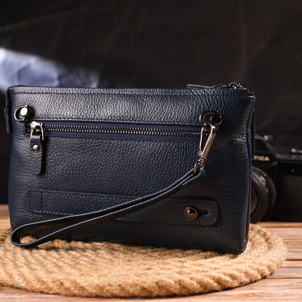 Чоловічий клатч з натуральної шкіри CANPELLINI 21550 Синій Київ - фото 10