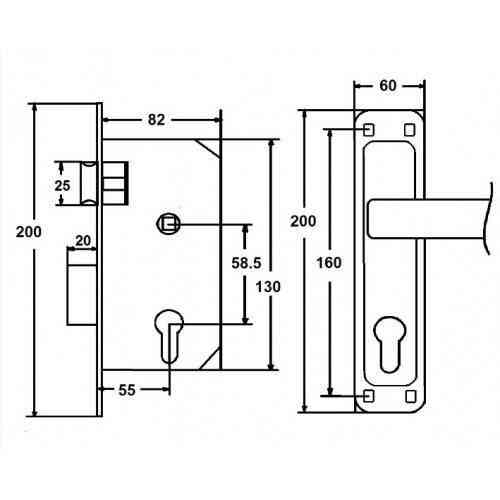 Замок врізний USK 1423-CR(AL) з ручками Харків