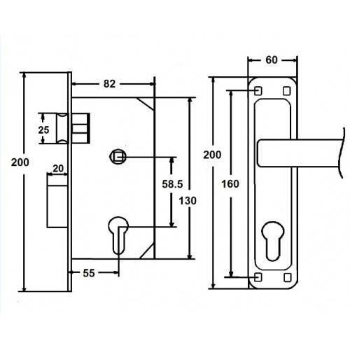 Замок врізний USK 1423-CR(AL) з ручками Харків - фото 3