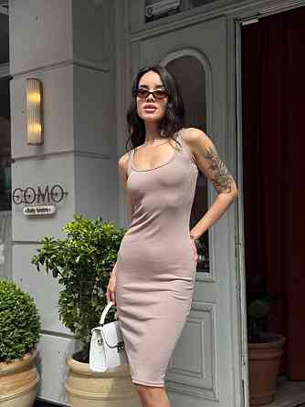 Женское базовое летнее платье турецкий рубчик Мокко, 46/48 Одесса