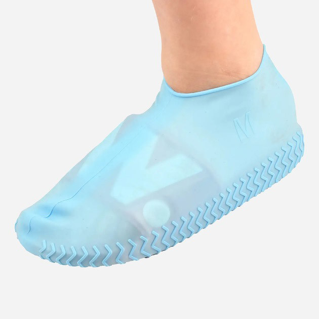 Багаторазові бахіли-чохли L (41-45 розмір) для взуття силіконові від води та бруду. Колір: блакитний YT-45 Львів - фото 1