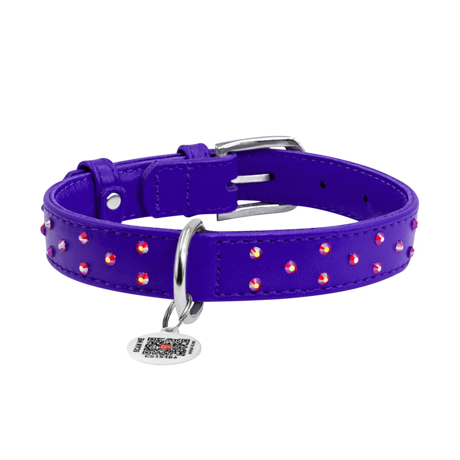 Нашийник для собак шкіряний WAUDOG Glamour з QR паспортом, з клейовими стразами, Ш 25 мм, Дов 3 Коломыя - изображение 3