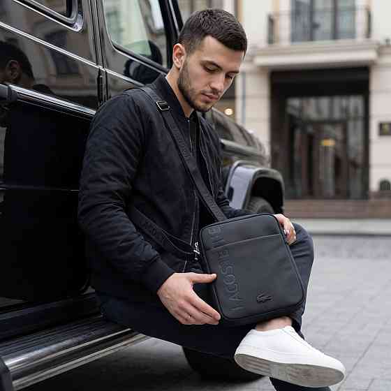 Мужская борсетка, сумка Lacoste, Лакоста (18-5) черная Киев