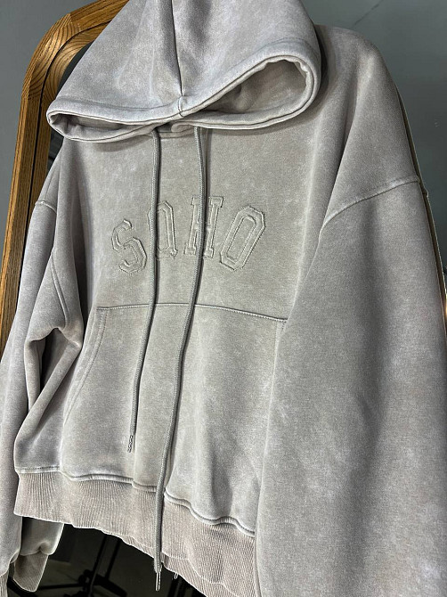 Худі жіноче Joy One 25513 варене тай-дай вишивка попереду оверсайз з капюшоном середня довжина  one  Одеса - фото 3