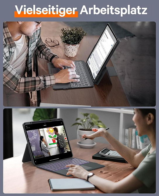 Захисний чохол-клавіатура для iPad Air 13 Inch M2 / iPad Air 2024 / iPad Pro 12,9 дюймів (6-го, 5-го, 4-го, 3-го покоління) Дніпро - фото 7