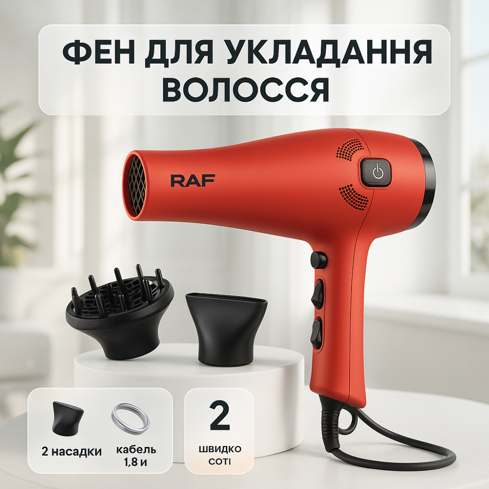 Фен для волосся з дифузором, Фен з регулюванням температури для укладання режимом іонізації EC-57 Львів - фото 4