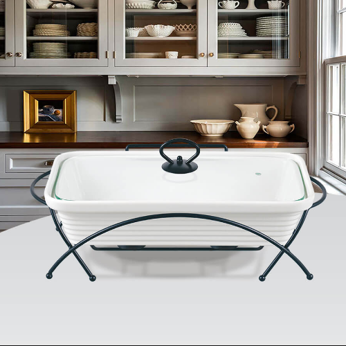 Марміт прямокутний 2,4л 36,5см кераміка скляна кришка + метал.підставка MR-11562-73 Maestro Житомир - фото 3