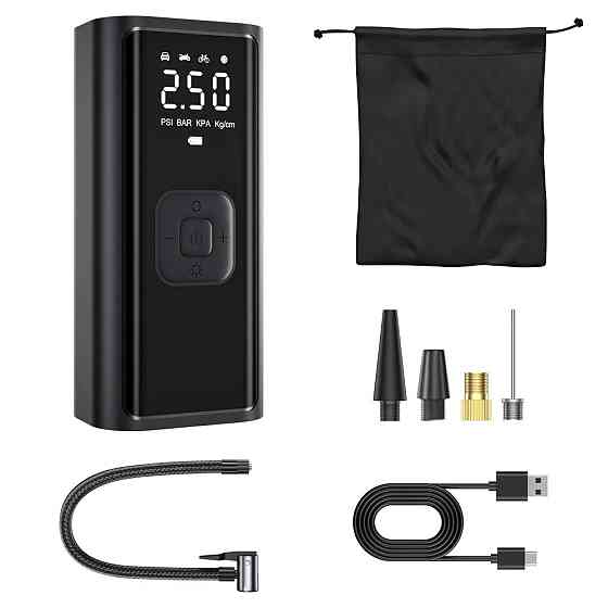 Насос акумуляторний цифровий COB-B6-01 (ZZLWN-081) 100 W Type-C з функцією PowerBank, ліхтариком, сумкою та перехідниками Вінниця