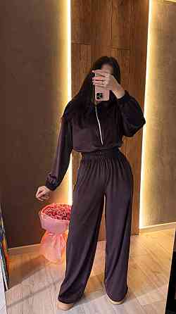 Жіночий стильний повсякденний комбінезон велюр плюш Шоколад, 44/46 Одеса