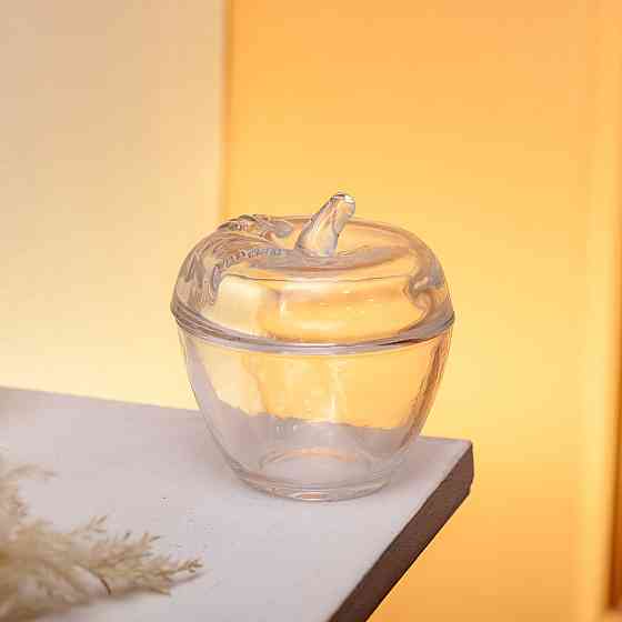 Конфетница яблоко стеклянная с крышкой Ø 9.5 см Киев