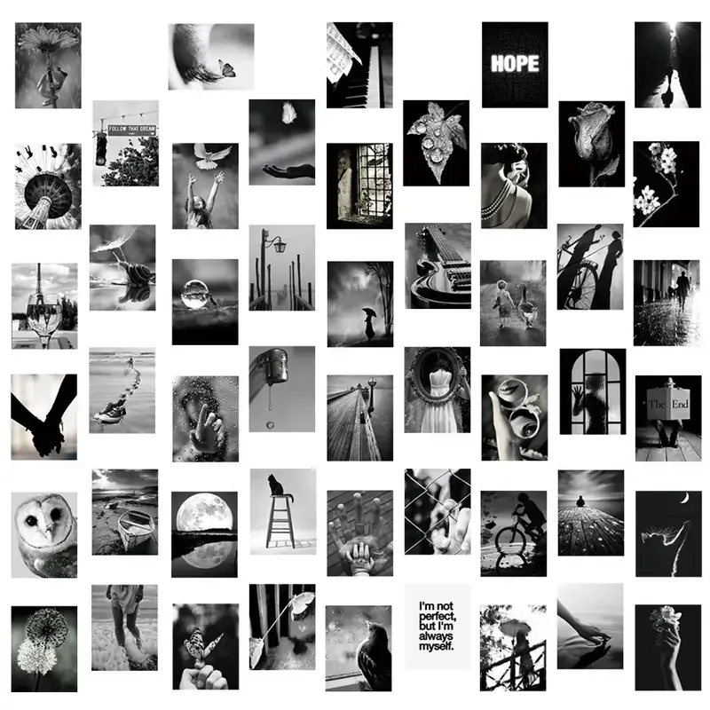 Набор черно-белых мотивационных стикеров 50 шт — вдохновение, арт-декор, фотоэстетика Киев - изображение 8
