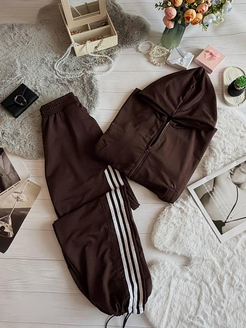 Женский стильный повседневный костюм двойка качественная двунить Шоколад, 46/48 Одесса - изображение 3