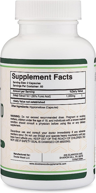 Мумие Double Wood Supplements Shilajit Resin 1000 mg 120 capsules Луцк - изображение 2