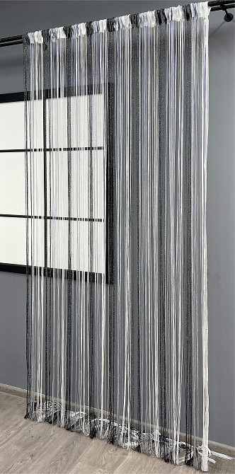 Шторы-нити с люрексом Черный с серо-белым 300х300см 1 шт (61-076) Киев - изображение 4