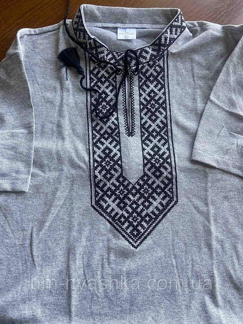Мужская вышиванка с коротким рукавом Высочень серая Кривой Рог - изображение 1