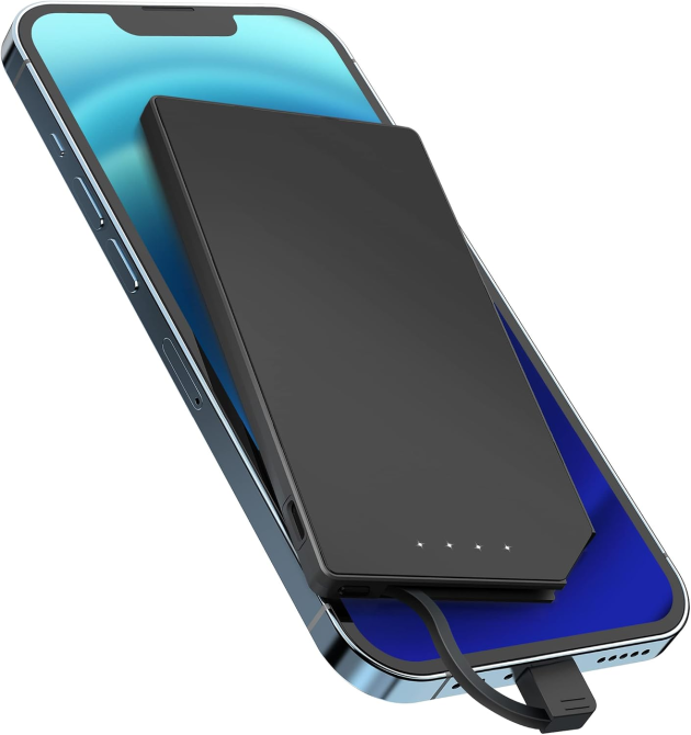 Повербанк 5000 миллиампер-часов со встроенным Lightning кабелем для iPhone, тонкий Power Bank, LED индикатор, 115 граммов Киев - изображение 11