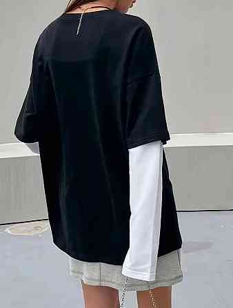 Универсальный унисекс лонгслив оверсайз кроя с эффектом двух слоев двунитка Одесса