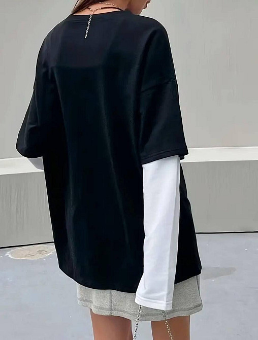 Універсальний унісекс лонгслів оверсайз крою з ефектом двох шарів двонитка Одеса - фото 4