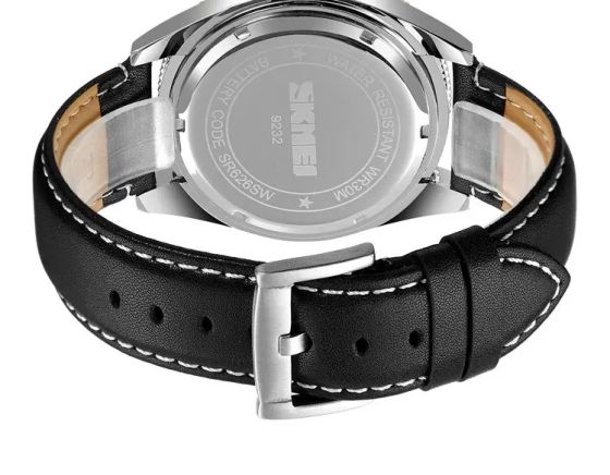 Чоловічий класичний годинник Skmei 9232 Сріблясті на чорному ремінці Вінниця