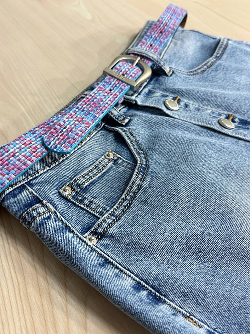 Спідниця жіноча джинсова Vanver 2035 пряма коротка на гудзиках з поясом стрейчева блакитна, блакитний, 29, 29, 75 см, 98 см Київ - фото 5