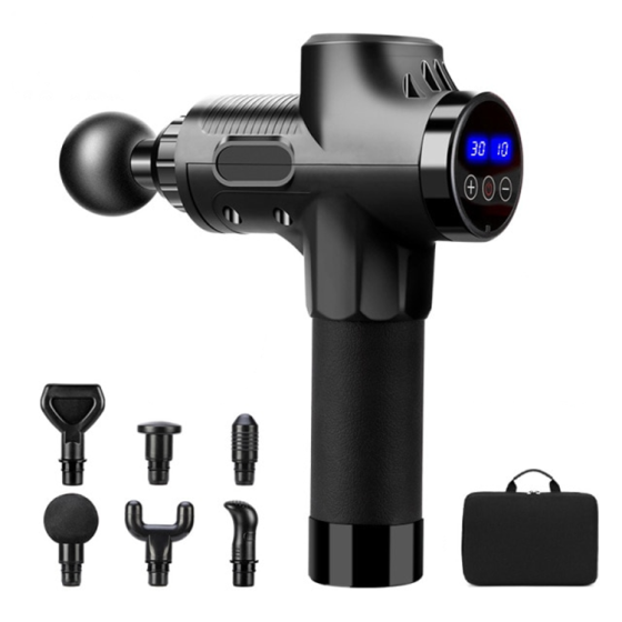 Перкуссионный массажер Rlaxyoo S3 Массажный пистолет (6 насадок + кейс) 2400 мАч 30 режимов (Черный) Винница