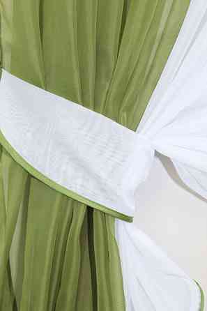 Кухонные шторки VR-Textil № 096к с подвязками оливковый с белым 400х170 см (50-804) Киев