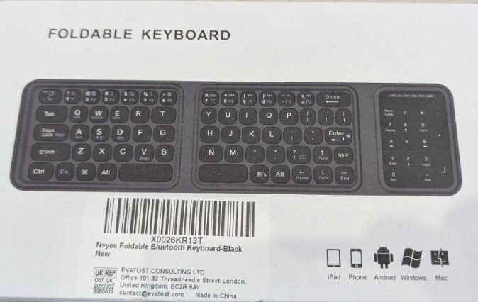 Складна Bluetooth клавіатура Nsyee з тачпадом і цифровим блоком. Харків - фото 1