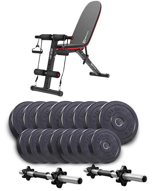 Набір Elitum Titan гантелі 2х31кг з лавою HS-1030 F Киев - изображение 1