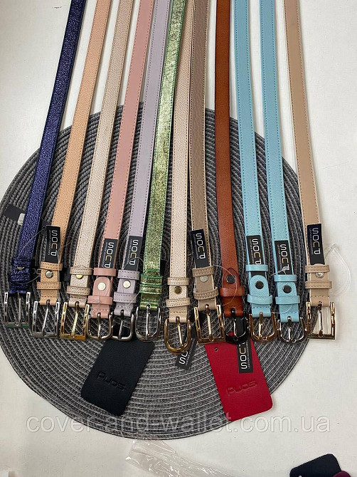 Бірюзовий шкіряний жіночий ремінь середнього розміру 25 мм PS Leather Київ - фото 6