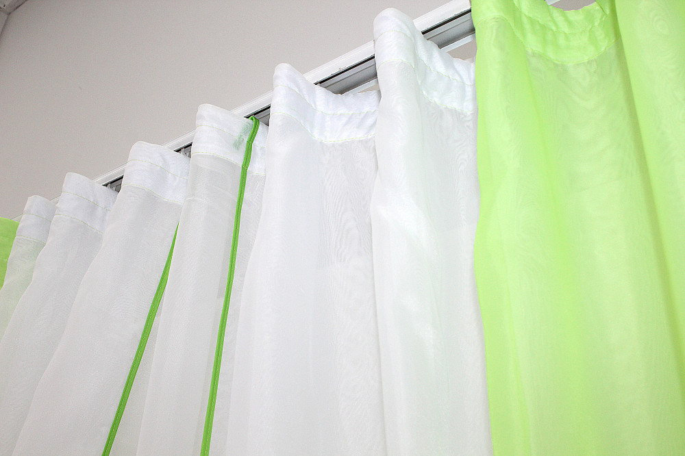 Кухонний комплект VR-Textil № 038к шторки і тюль салатовий з білим 280х170 см (50-468) Київ - фото 4