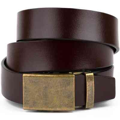 Ремень Vintage Мужской с латунной пряжкой автомат Коричневый (20264) Винница