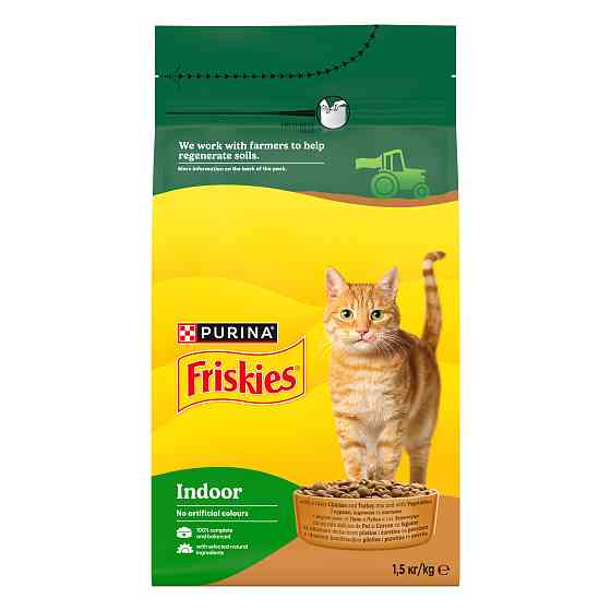 Сухой корм FRISKIES Indoor для взрослых кошек, постоянно находящихся в помещении, с курицей и индейкой, с овощами, 1.5 кг Киев