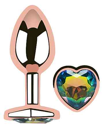 Анальная пробка EGZO Rose Gold Heart Plug S с радужным кристаллом, металлическая Sex Aura Киев