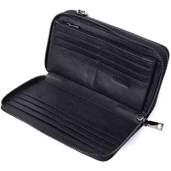 Мужской клатч на два отделения из натуральной кожи ST Leather 22684 Черный Киев