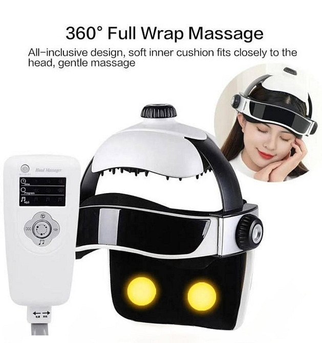 Массажер для головы электрический Benbo HM-1 пульт 7 режимов (подогрев, давление воздуха, вибрация, музыка) Киев - изображение 5